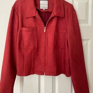 Bagatelle Rust colored faux Suede-Effect Zip Jacket